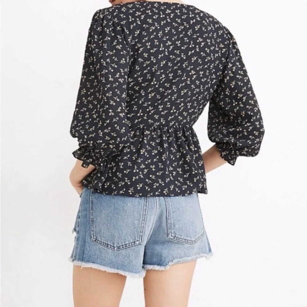 Madewell Floral Wrap Peplum Blouse size Small